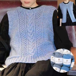 Aran pattern 2way vest set